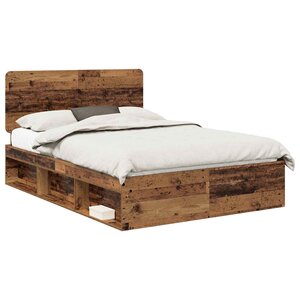 vidaXL Cadre de lit Bois ancien 140 x 190 cm Bois de pin massif