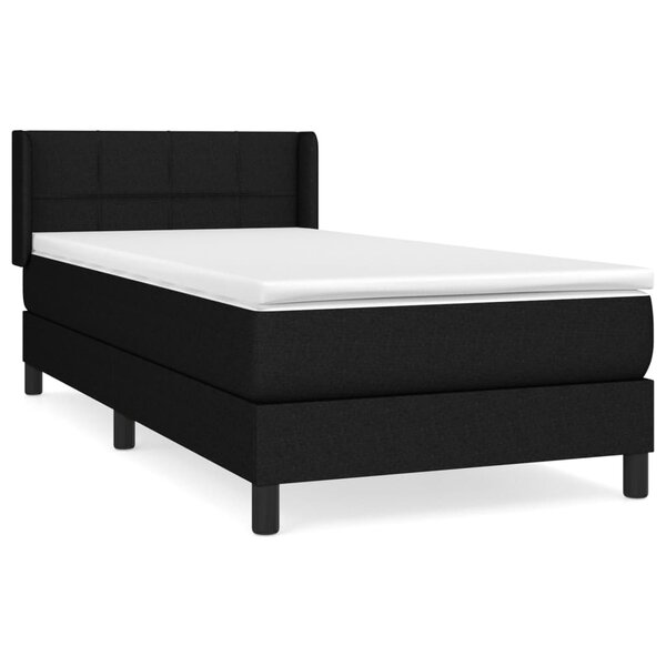 vidaXL Sommier à lattes de lit avec matelas Noir 100x200 cm Tissu
