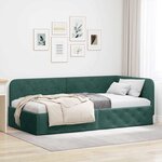 vidaXL Cadre de lit d'angle Vert foncé 90 x 190 cm Velours