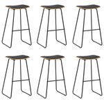 vidaXL Tabourets de bar lot de 6 noir similicuir