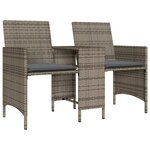vidaXL Canapé de jardin 2 places avec table et tabourets gris rotin