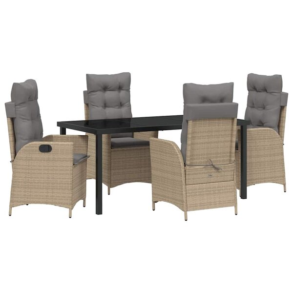 vidaXL Ensemble de salle à manger pour jardin 5 Pièces Beige polyrotin