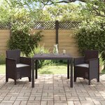 vidaXL Ensemble de salle à manger pour jardin 3 Pièces Marron Rattan Polt