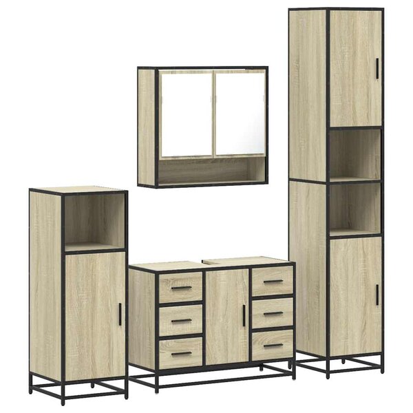 vidaXL Ensemble de meubles de salle de bain 4 Pièces chêne sonoma
