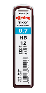 rOtring Tikky Recharge mines pour porte-mines  0 7 mm - HB  étui de 12 mines