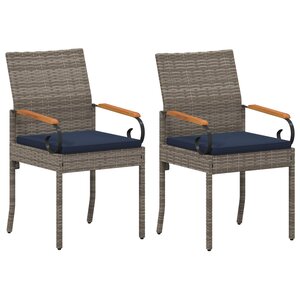 vidaXL Chaises de jardin avec coussin 2 Pièces Gris et bleu marine