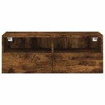 vidaXL Meuble TV mural chêne fumé 80x30x30 cm bois d'ingénierie