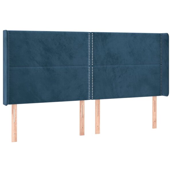 vidaXL Tête de lit avec oreilles Bleu foncé 163x16x118/128 cm Velours