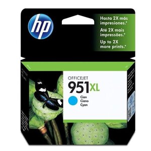 Hp 951xl cartouche d'encre cyan grande capacité authentique pour hp officejet pro 251dw/276dw/8100/8600 (cn046ae)