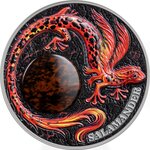 Monnaie SALAMANDER Chronicles of Fire 2 Oz Argent 10 Cedis Ghana 2024