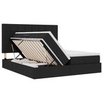 vidaXL Lit de rangement LED avec matelas Noir 200 x 200 cm Tissu