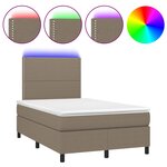 vidaXL Sommier à lattes de lit matelas et LED taupe 120x190 cm tissu