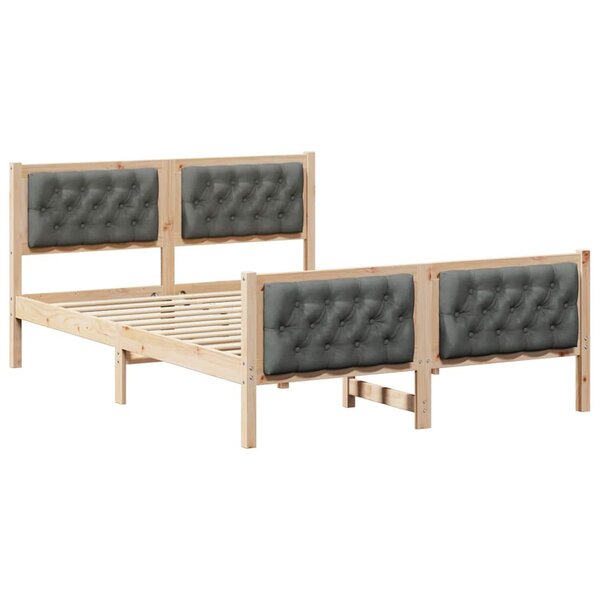 vidaXL Cadre de lit Gris foncé 140 x 190 cm Pin massif