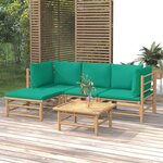 vidaXL Salon de jardin 5 Pièces avec coussins vert bambou
