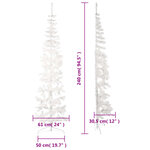vidaXL Demi sapin de Noël artificiel mince avec support Blanc 240 cm