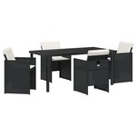vidaXL Ensemble de salle à manger jardin 5 pièces avec coussins en poly rotin noir