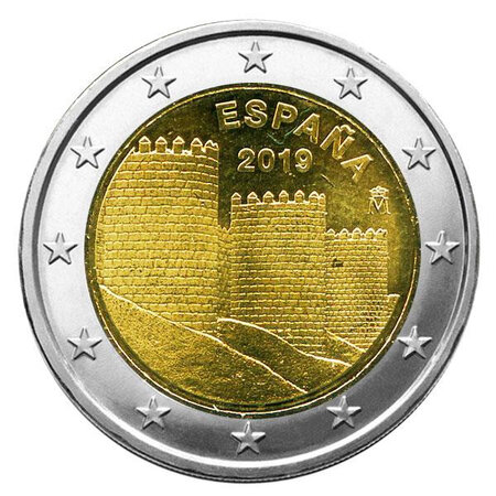 Monnaie 2 euros commémorative espagne 2019 - les remparts d'avila