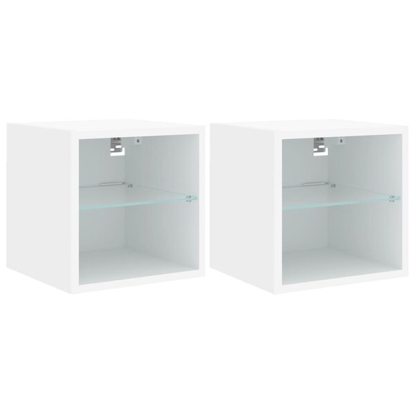 vidaXL Meubles TV muraux avec lumières LED 2 Pièces blanc 30x28 5x30 cm