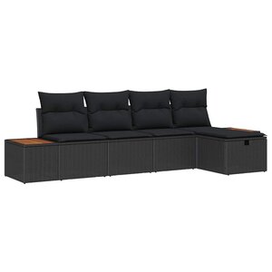 vidaXL Ensemble de canapé de jardin 5 Pièces Noir 55 x 62 x 69 cm