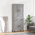 vidaXL Buffet haut Sonoma gris 69 5x34x180 cm Bois d'ingénierie
