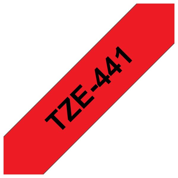Ruban titreuse brother - tze - écriture noir / fond rouge - 18 mm x 8 m - modèletze-441