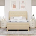 vidaXL Lit à ressorts avec matelas gris foncé 90x190 cm Crème tissu