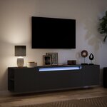 vidaXL Meuble TV mural avec LED noir 180x31x39 5 cm