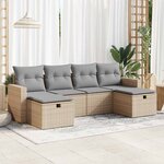 vidaXL Salon de jardin avec coussins 6 Pièces beige résine tressée