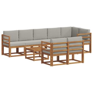 vidaXL Ensemble de canapés d'extérieur 9 pc Gris Naturel et Clair
