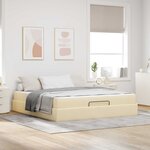 vidaXL Cadre de lit avec matelas avec matelas 2 Pièces Crème tissu
