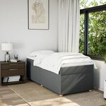 vidaXL Sommier à lattes de lit avec matelas Gris foncé 90x200 cm Tissu