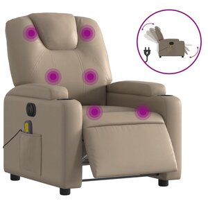 vidaXL Fauteuil de massage inclinable électrique cappuccino similicuir