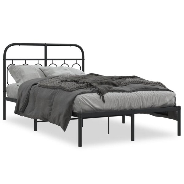 vidaXL Cadre de lit métal sans matelas avec tête de lit noir 120x190cm