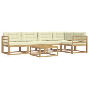 vidaXL Ensemble de canapés d'extérieur 6 pc Blanc et crème Polyester