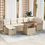 Ensemble de canapé de jardin 8 pièces avec coussins Beige