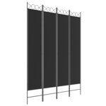 vidaXL Cloison de séparation 4 panneaux Noir 160x220 cm Tissu