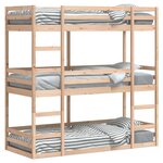 vidaXL Lit superposé triple sans matelas 90x190 cm bois de pin massif