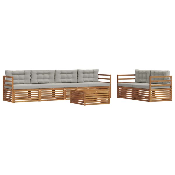 vidaXL Ensemble de canapés d'extérieur 7 Pièces Gris Naturel et Clair