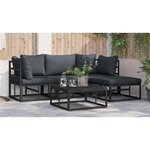 vidaXL Ensemble de canapé de jardin avec coussin 4 Pièces Noir Aluminium