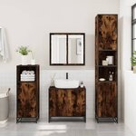 vidaXL Armoire de salle de bain chêne fumé bois d'ingénierie et métal