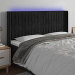 vidaXL Tête de lit à LED Noir 203x16x118/128 cm Velours