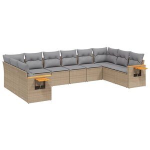 vidaXL Salon de jardin avec coussins 10 Pièces beige résine tressée