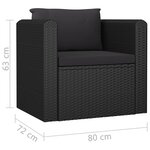 vidaXL Fauteuil avec coussins Résine tressée Noir