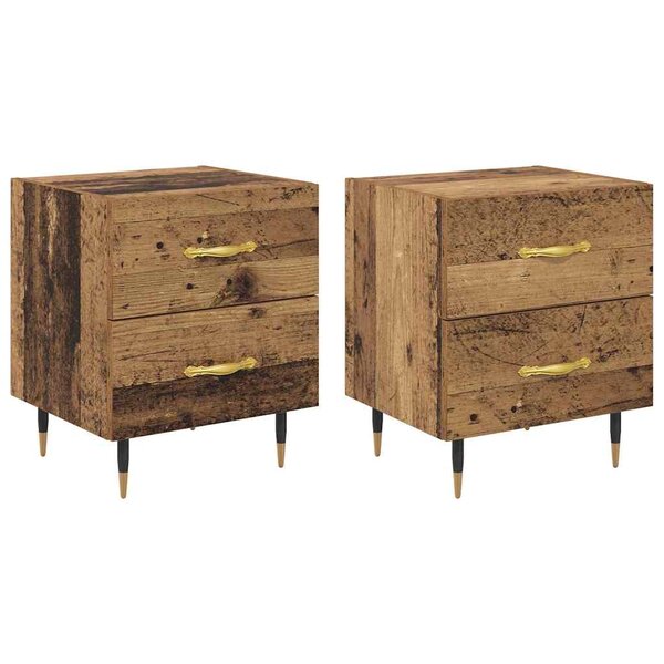 vidaXL Cabinet de chevet 2 Pièces Bois ancien 40 x 35 x 47.5 cm