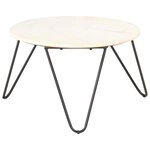 vidaXL Table basse Blanc 65x65x42 cm Pierre véritable texture marbre