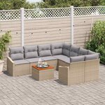 vidaXL Ensemble de canapé de jardin 9 Pièces Beige Poly rotin