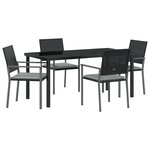 vidaXL Ensemble de salle à manger de jardin 5 pièces avec coussins  noir  en polyrotin