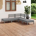 vidaXL Salon de jardin 5 Pièces Bois de pin massif Gris