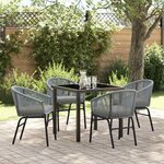 vidaXL Ensemble de salle à manger pour jardin 5 Pièces Gris Poly rotin