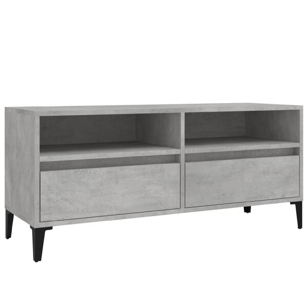 vidaXL Meuble TV gris béton 100x34 5x44 5 cm bois d'ingénierie